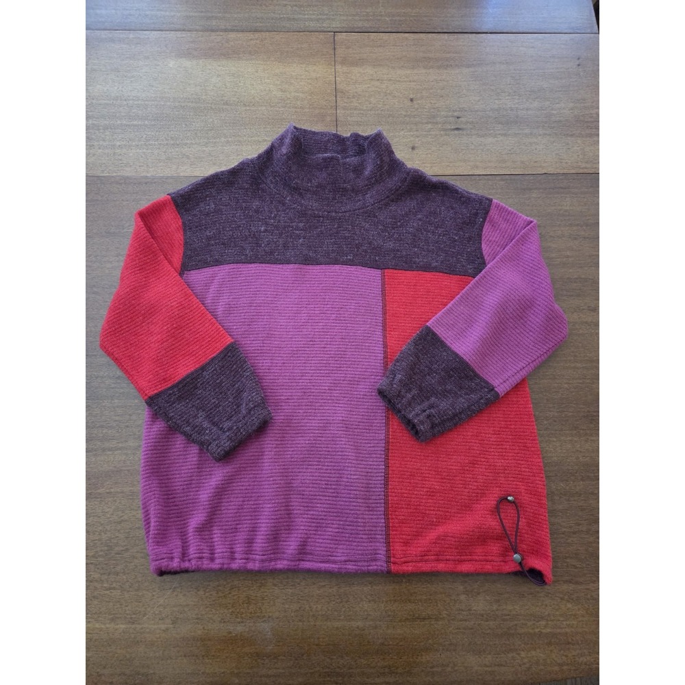 Tru Luxe Jeans Color‎ Block Sweater Women's Medium Cowl Neck Artsy Modern Classy